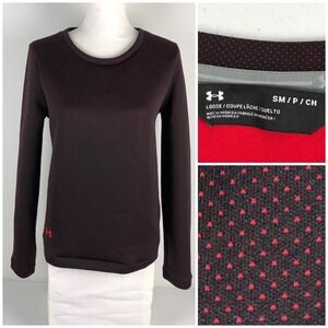Under Armour Womens Small Pullover Crewneck Polka Dot CDP Polyester Blend EUC